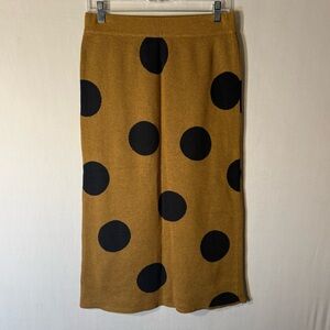 Who What Wear Mustard and Black Polka Dot Pencil Skirt